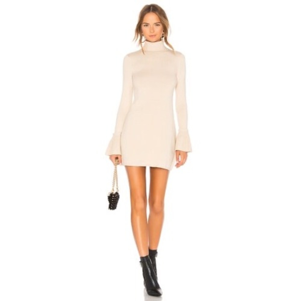 NWT House of Harlow 1960 X Revolve Nude‎ Marni Turtleneck Knit Mini Dress size L
